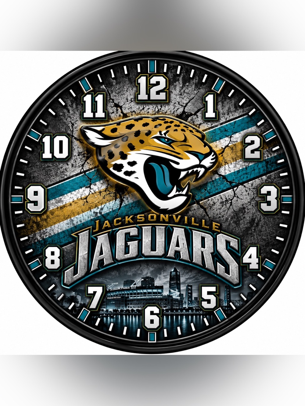Jacksonville Jaguars Wall Clock - Teal, Gold, Black